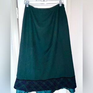Pendleton 100% Wool Vintage  Green Plaid Womens Long Lined Skirt Size 16